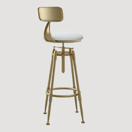 Chaise de bar moderne en métal doré et velours
