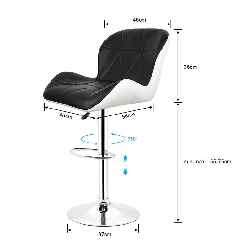 Chaise de bar lot de 2  assise design surpiquée et pied central en inox