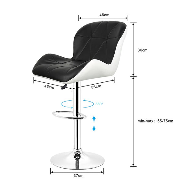 Chaise de bar design avec assise ergonomique et pied central en inox par lot de 2