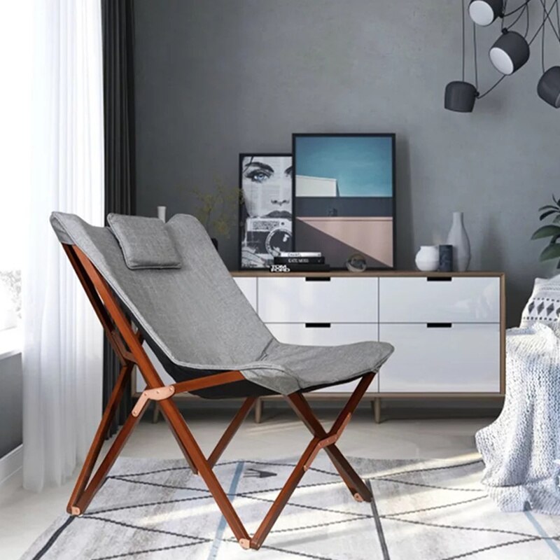 Chaise pliable déco en bois et tissu