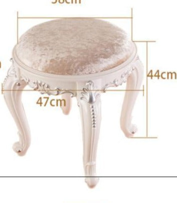 Tabouret vintage d'époque en bois et tissus