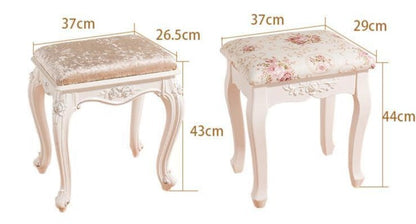 Tabouret Vintage style Louis xvi en bois et tissus