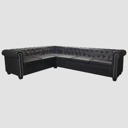 Canapé d'angle chesterfield noir 6 places