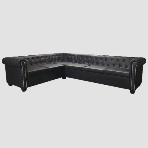Canapé d'angle chesterfield noir 6 places