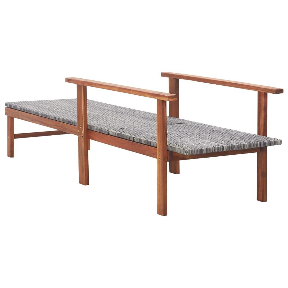 Transat pliable en bois et rotin avec accoudoirs