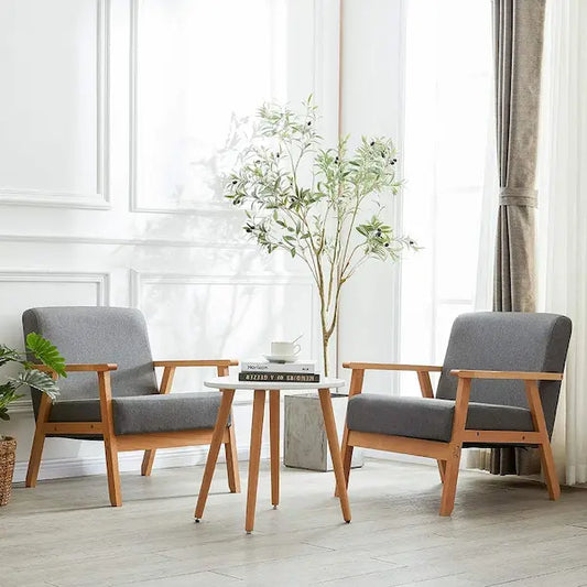 Chaise de salon scandinave en tissu  et bois
