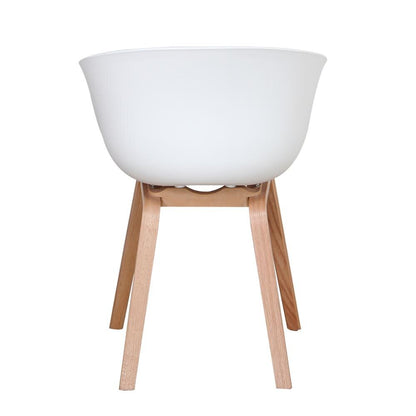 Chaise scandinave en plastique et bois à dossier large enveloppant (lot de 4)