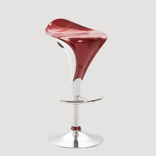 Tabouret de bar design en métal et plastique blanc de rouge foncé vernis ajustable avec repose pieds