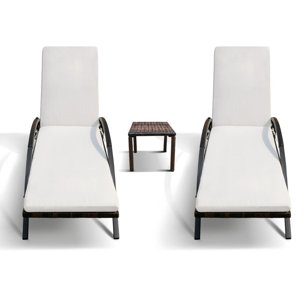 Chaise longue en métal noir avec accoudoirs ( lot de 2 avec table)