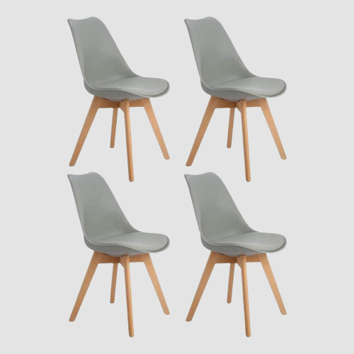 Chaise scandinave avec assise matelassée par lot de 4