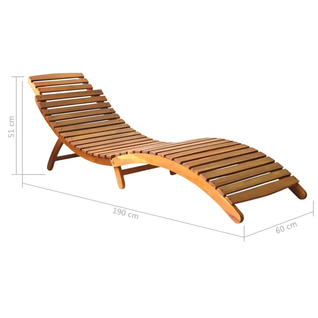 Chaise longue ergonomique en bois d’acacia