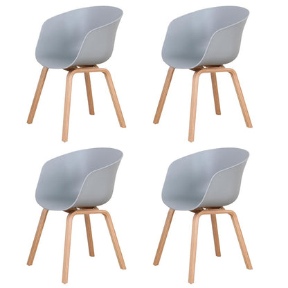 Chaise scandinave en plastique et bois à dossier large enveloppant (lot de 4)