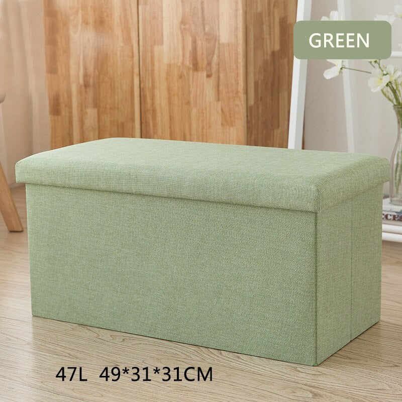 Banc de rangement en tissu chiné avec couvercle