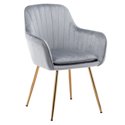 Chaise design de style scandinave en velours et métal – Gris