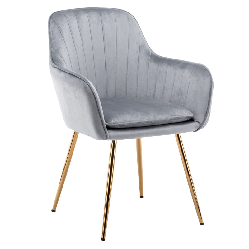 Chaise design de style scandinave en velours et métal