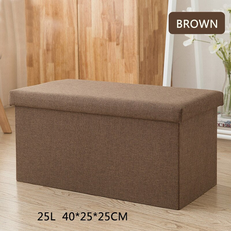 Banc de rangement en tissu chiné avec couvercle