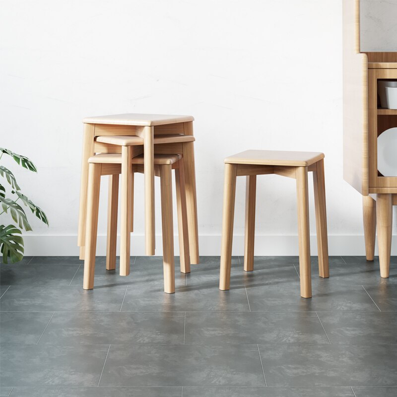 Tabouret scandinave en bois minimaliste encastrable