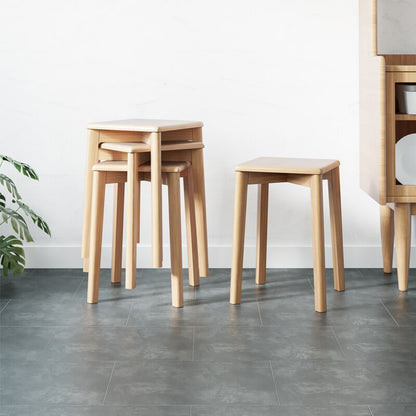 Tabouret scandinave en bois minimaliste encastrable