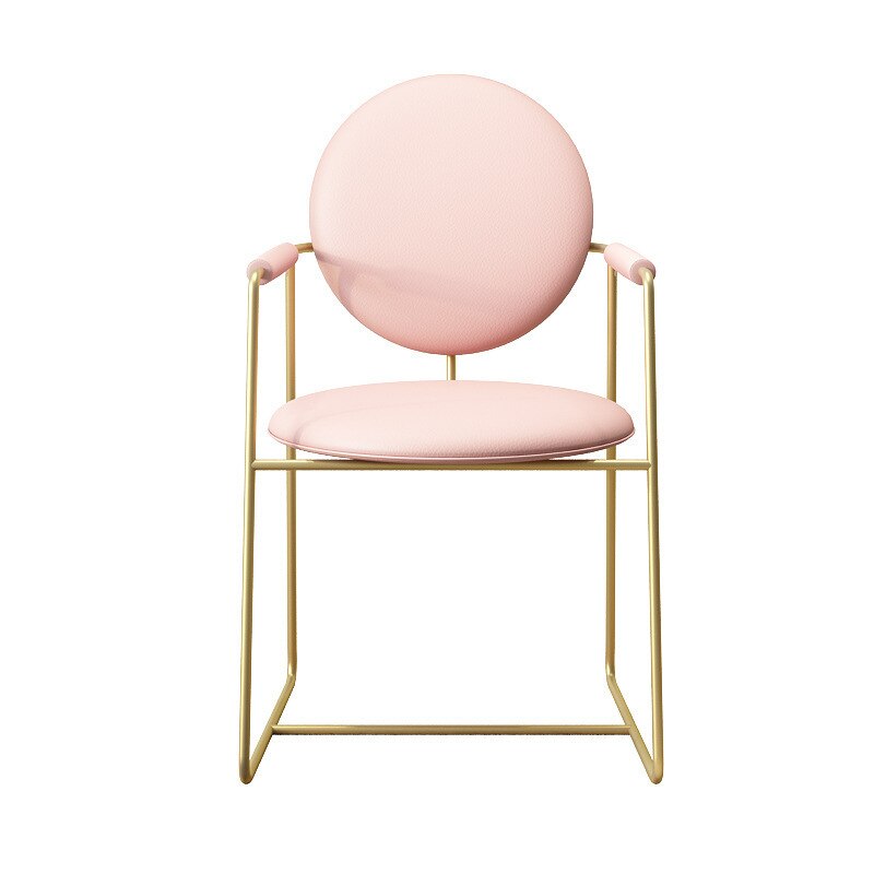 Chaise médaillon moderne avec accoudoirs en métal doré