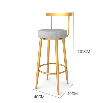 Tabouret de bar scandinave en métal doré mate avec dossier