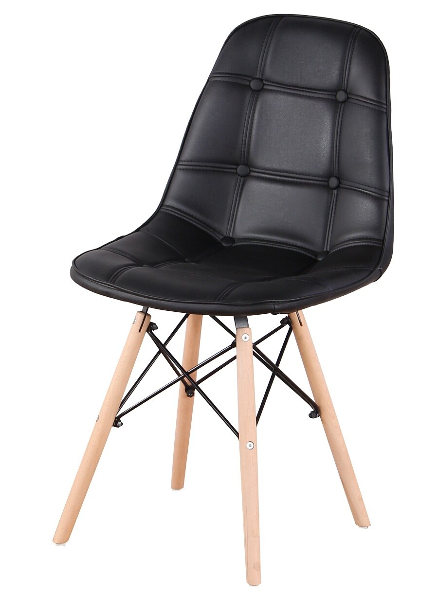 Chaise scandinave en simili cuir capitonné et bois (lot de 4)