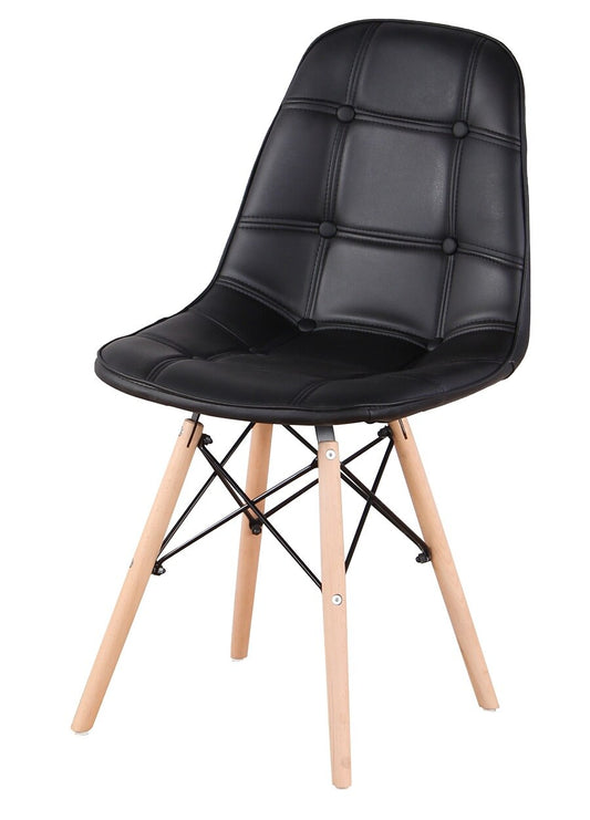 Chaise scandinave en simili cuir capitonné et bois (lot de 4)