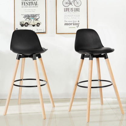 Chaise de bar scandinave avec assise rembourrée et repose pieds par lot de 2