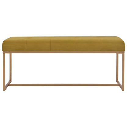 Banc design en velours moutarde et métal