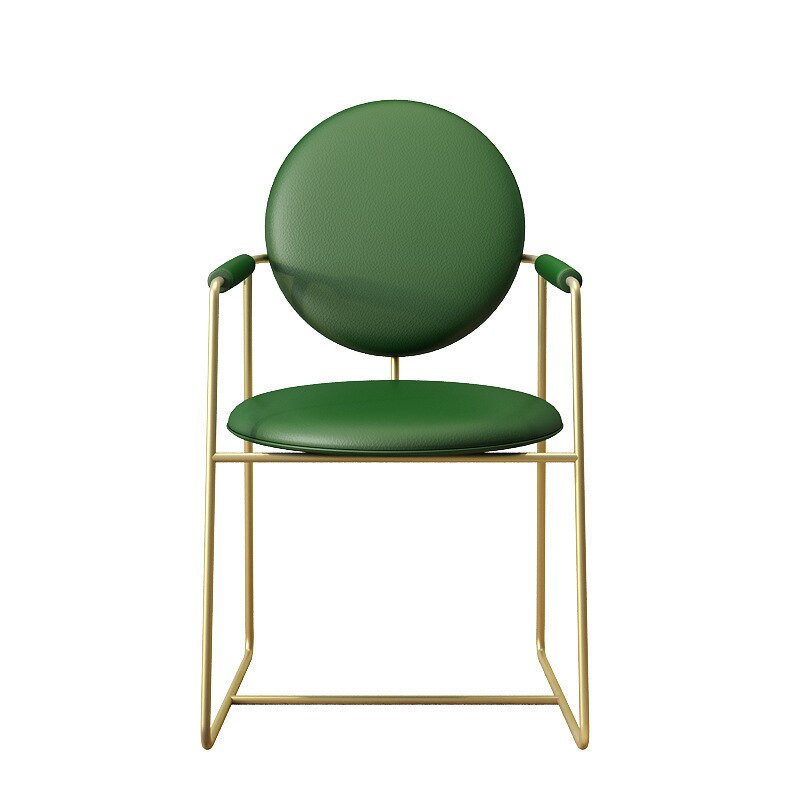 Chaise médaillon moderne avec accoudoirs en métal doré