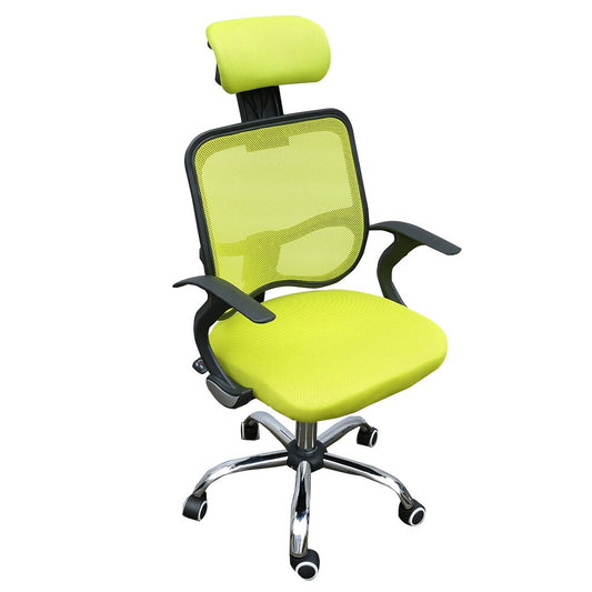 Chaise de bureau ergonomique ajustable avec têtière large – Jaune