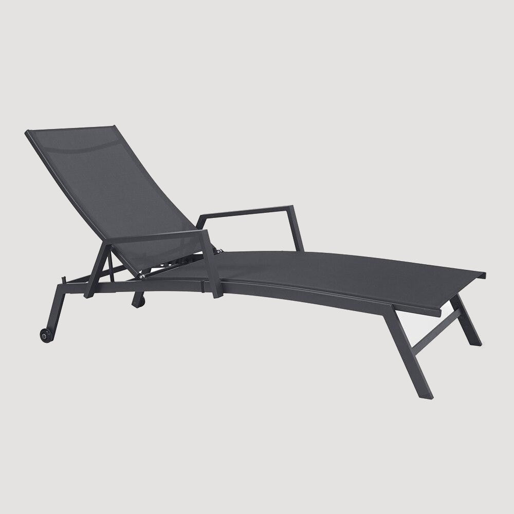 Chaise longue de jardin en aluminium et textilène