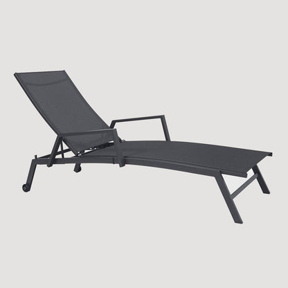Chaise longue de jardin en aluminium et textilène