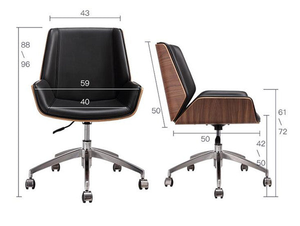 Chaise de bureau design sur roulettes pivotante et réglable