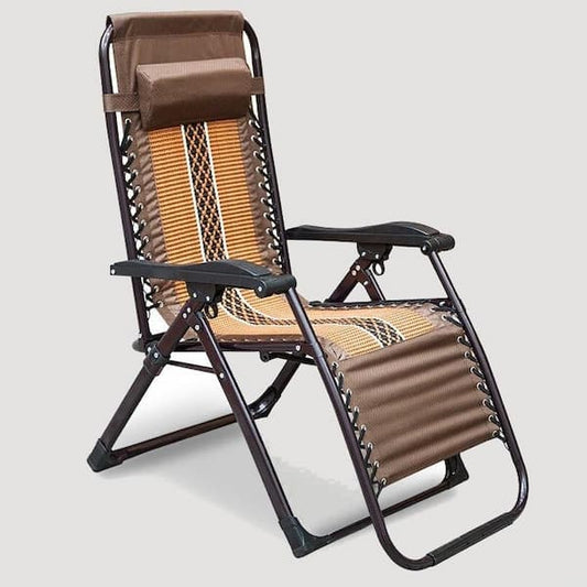 Chaise longue pliable avec renfort et coussin ajustable
