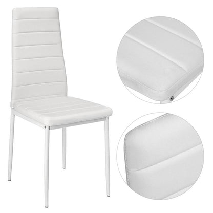 Chaise moderne pour salle à manger simili cuir et métal avec dossier haut  (lot de 2)