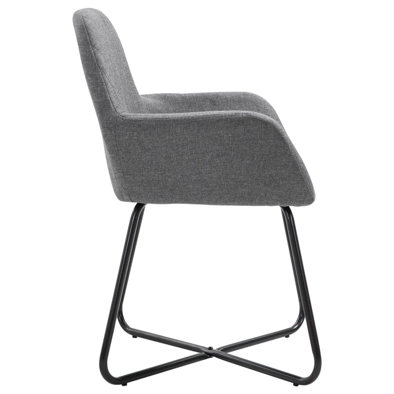 Chaise design en tissu gris et métal noir (lot de 2)