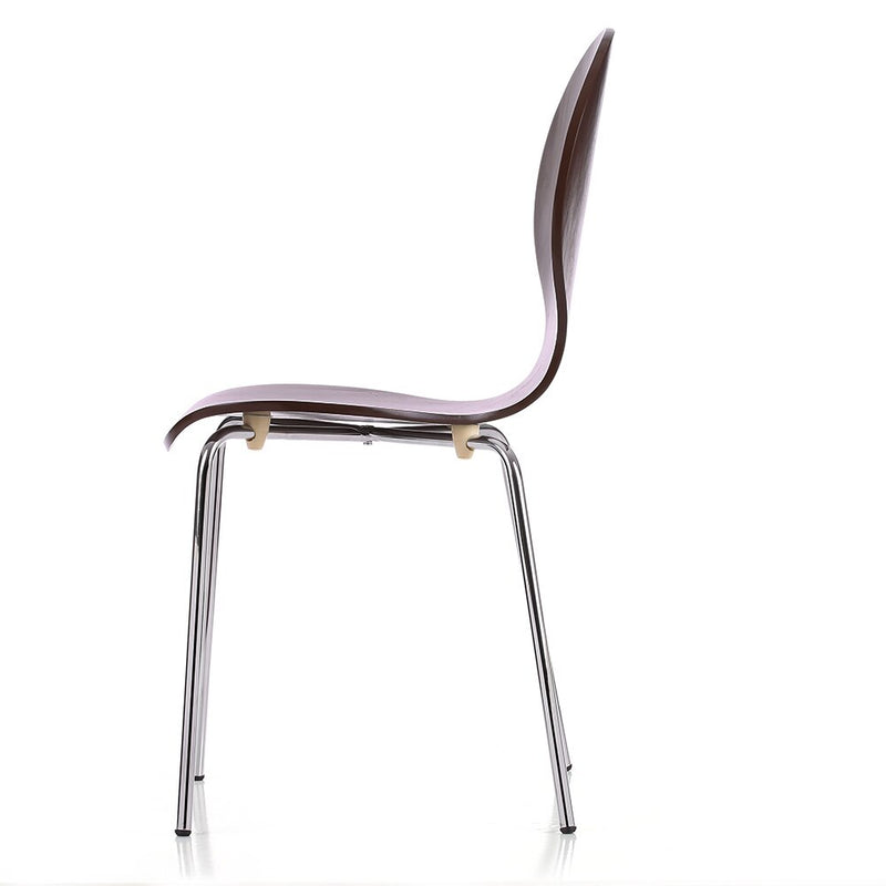 Chaise design en bois avec assise coquillage  et pieds en acier par lot de 2