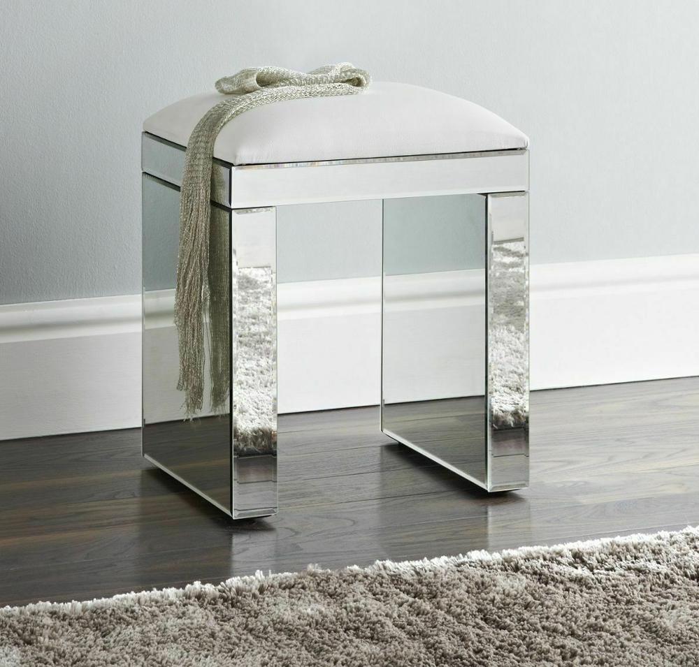 Tabouret design miroir avec assise rembourrée