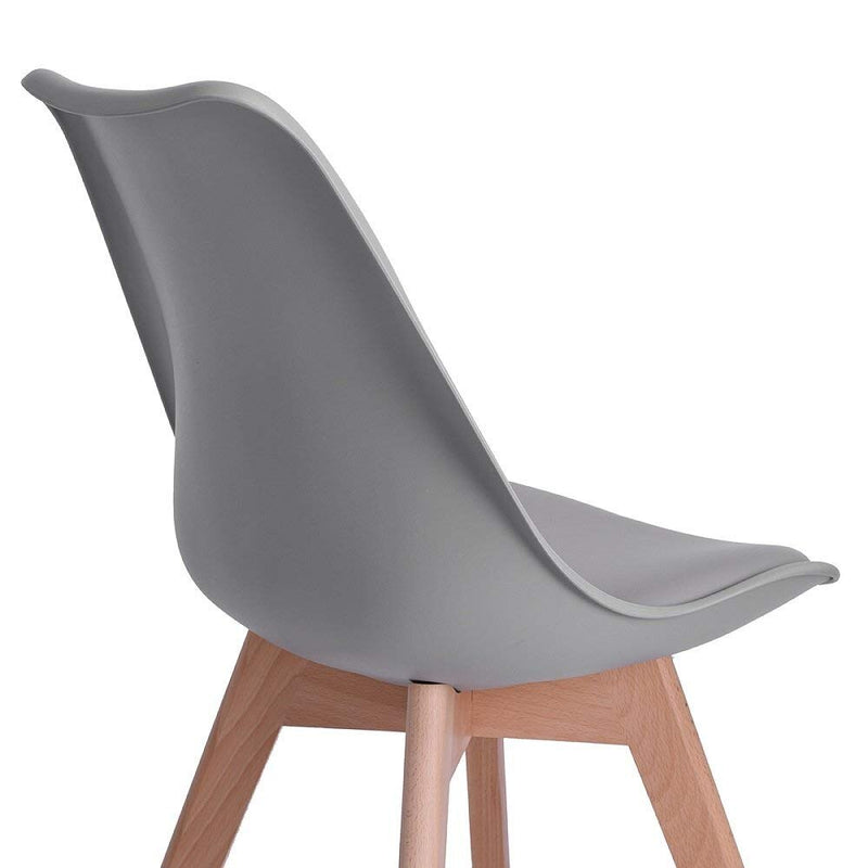 Chaise scandinave bois et plastique avec assise rembourrée par lot de 4