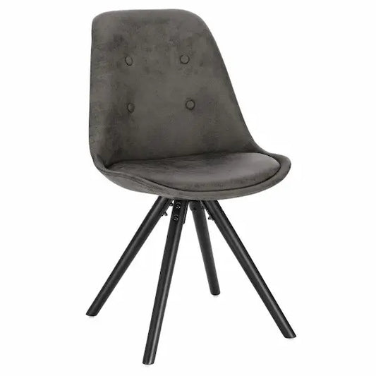 Chaise scandinave en velours et bois noir – Gris