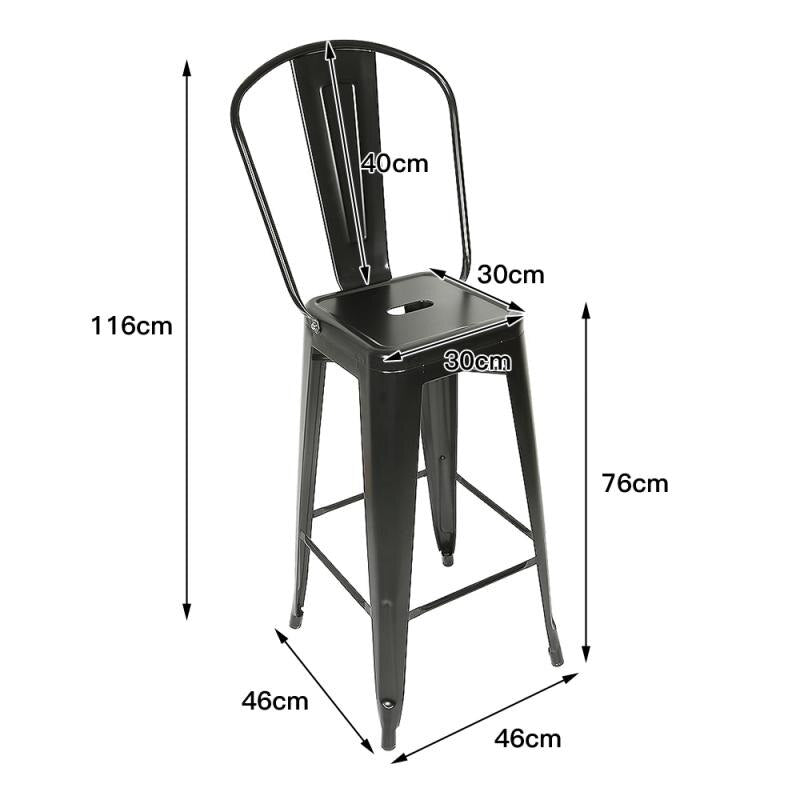Chaise de bar industrielle en métal noir