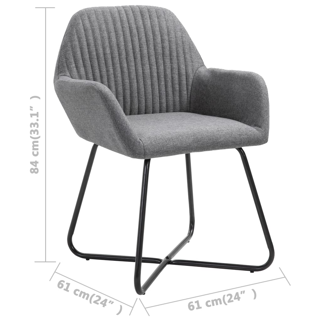 Chaise design en tissu gris et métal noir (lot de 2)
