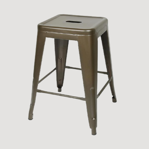 Tabouret vintage en métal avec repose pieds