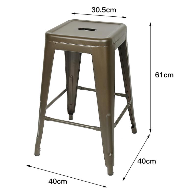 Tabouret vintage en métal avec repose pieds (lot de 4)