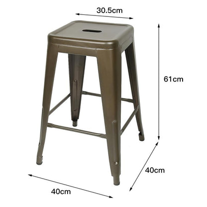 Tabouret vintage en métal avec repose pieds (lot de 4)