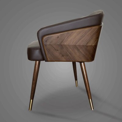 Chaise design en bois de frêne et métal – Marron