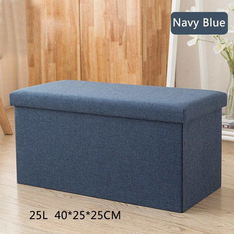Banc de rangement en tissu chiné avec couvercle