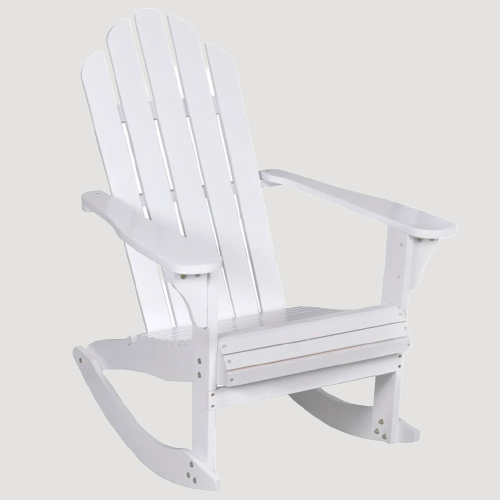Chaise à bascule en bois blanc avec accoudoirs