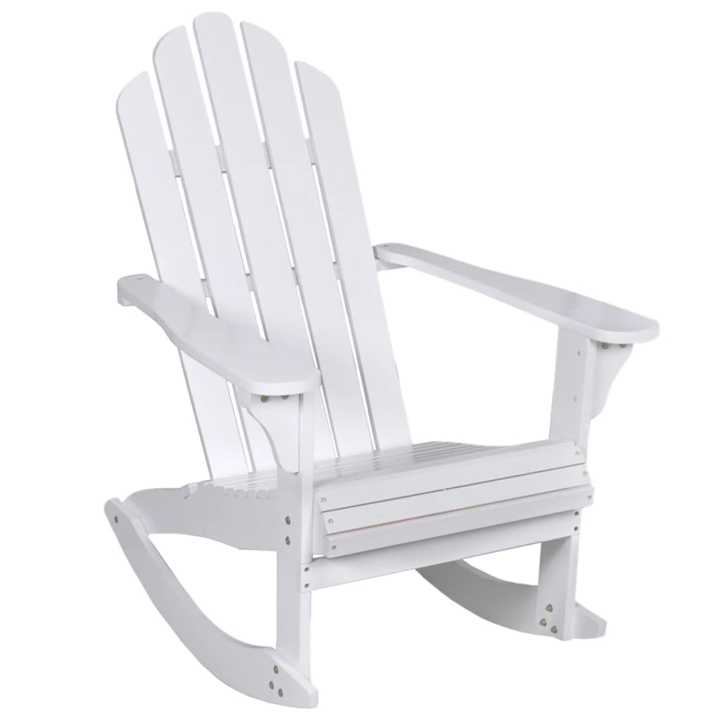 Chaise à bascule en bois blanc avec accoudoirs