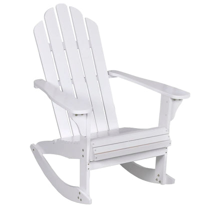 Chaise à bascule en bois blanc avec accoudoirs